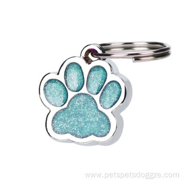 Personalised Engraved Glitter Paw Print Pet ID Tags